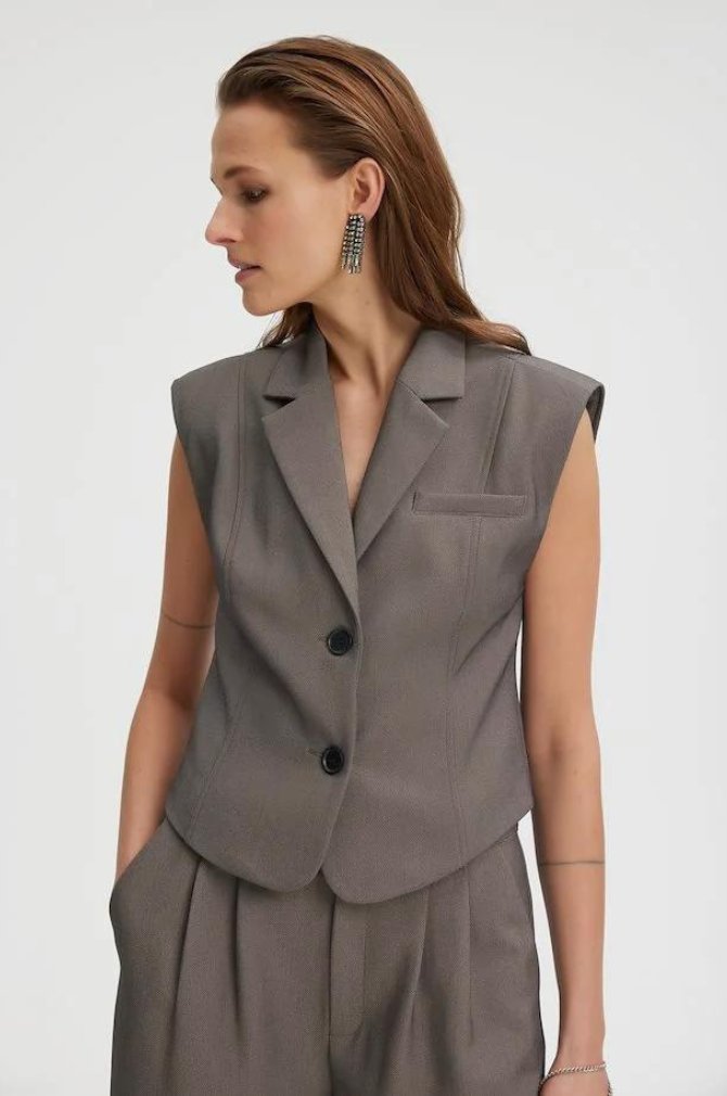 Gestuz - Ancie Waistcoat - Grey Structure