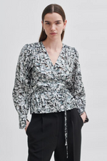 Load image into Gallery viewer, Second Female - Doodle Wrap Blouse - Black
