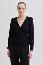 Load image into Gallery viewer, Second Female - Paulina Wrap Blouse - Black
