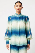 Load image into Gallery viewer, Once Was - Florence Cuppo Viscose Gathered Collar Lace Insert Button Shirt - Galaxy Print

