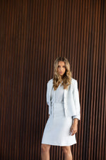 Load image into Gallery viewer, Two T's - Tweed Linen Cropped Blazer - Sea Foam
