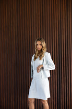 Load image into Gallery viewer, Two T's - Tweed Linen Cropped Blazer - Sea Foam
