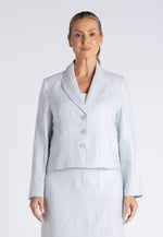 Load image into Gallery viewer, Two T's - Tweed Linen Cropped Blazer - Sea Foam
