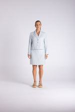 Load image into Gallery viewer, Two T's - Tweed Linen Cropped Blazer - Sea Foam
