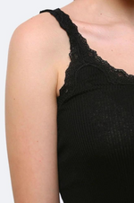 Load image into Gallery viewer, Rosemunde - Silk Lace Singlet - Black
