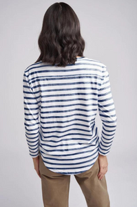 Cloth Paper Scissors - Stripe Tee With Pocket - Navy/White