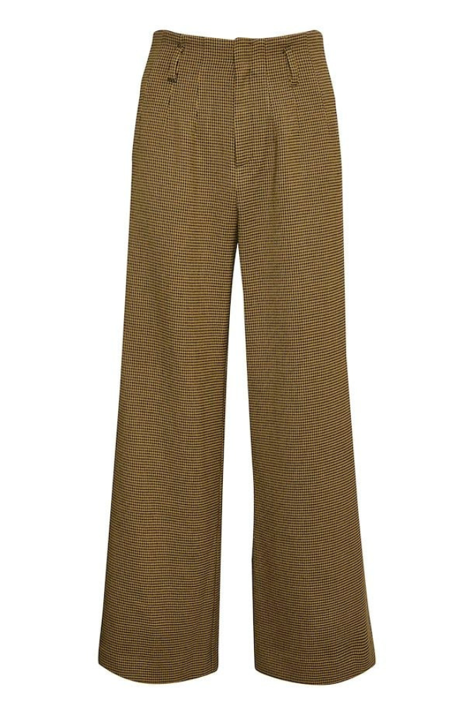 Gestuz - Fraya High Waisted Pants - Amber Green Check