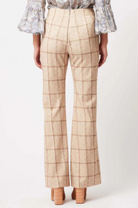 Once Was - Getty Wide Leg Ponte Pant - Oatmeal Check