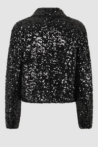 Second Female - Luxurious Sequin Crop Jacket - Black