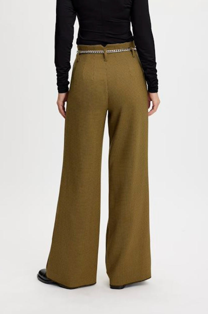 Gestuz - Fraya High Waisted Pants - Amber Green Check