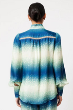 Load image into Gallery viewer, Once Was - Florence Cuppo Viscose Gathered Collar Lace Insert Button Shirt - Galaxy Print
