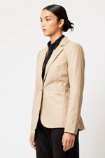Load image into Gallery viewer, Once Was - Vega Elastic Back Leather Blazer - Oatmeal
