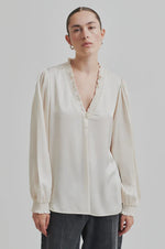 Load image into Gallery viewer, Second Female - Bardi Silky V Neck Blouse Brazilian Sand
