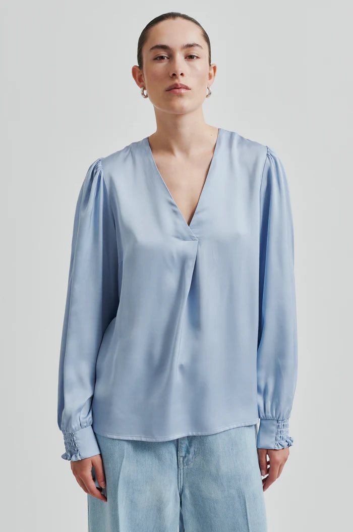 Second Female - Barri Silky Blouse - Cashmere Blue