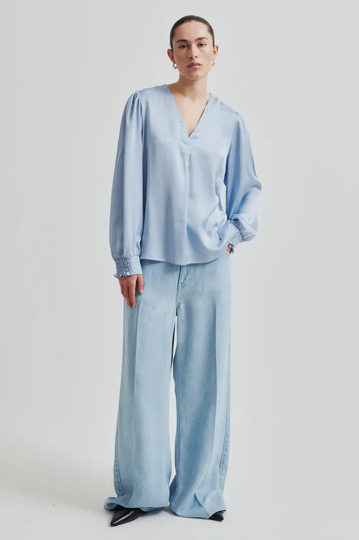 Second Female - Barri Silky Blouse - Cashmere Blue