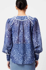 Load image into Gallery viewer, Once Was - Atlas Cotton Silk Round Neck Shirt With Curve Binding Detail - Zodiac Print

