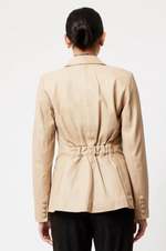 Load image into Gallery viewer, Once Was - Vega Elastic Back Leather Blazer - Oatmeal
