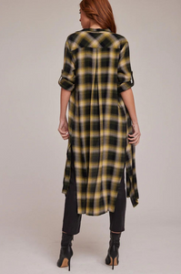 Bella Dahl - Rolled Sleeve Duster Dress - Green And Black Plaid