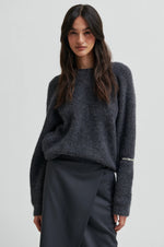 Load image into Gallery viewer, Second Female - Flare Dark Grey Melange Two Way Knit
