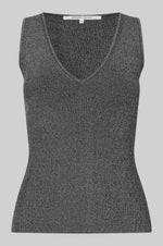 Load image into Gallery viewer, Second Female - Bright Gun Grey Metal Lurex Top
