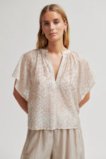 Load image into Gallery viewer, Second Female - Shades Mandarin Collar Blouse - Plaza Taupe

