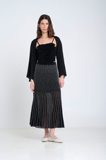 Load image into Gallery viewer, Sita Murt - Flared Knit Sleeves Bolero - Black 160103-1345
