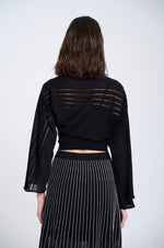 Load image into Gallery viewer, Sita Murt - Flared Knit Sleeves Bolero - Black 160103-1345
