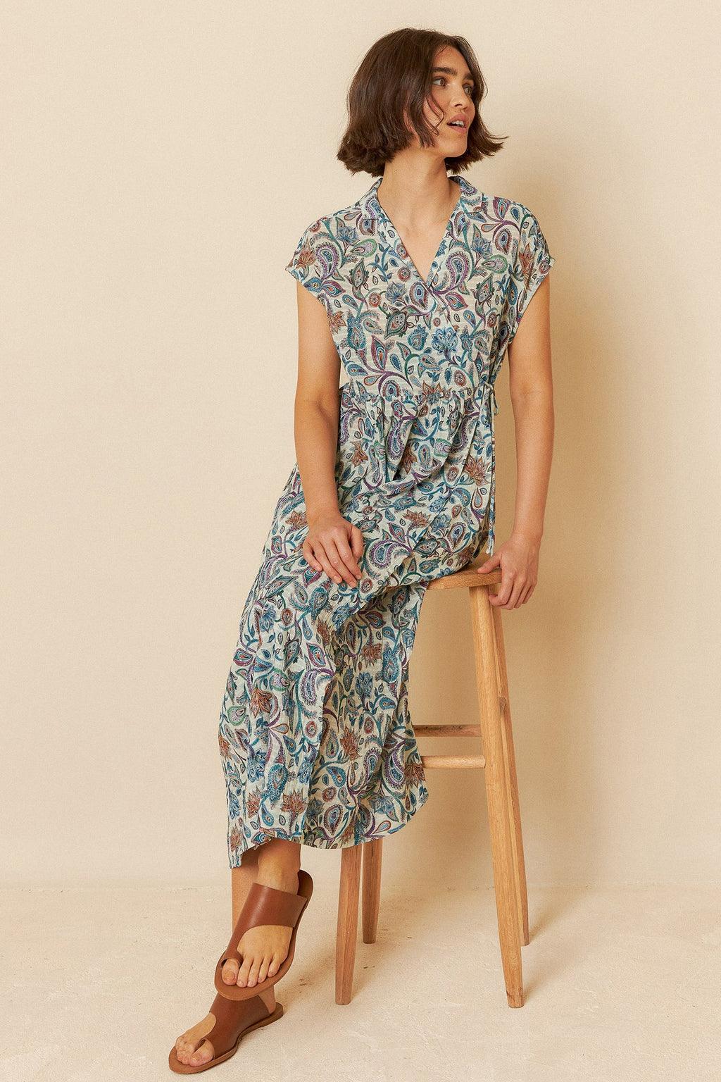Indi And Cold  - Paisley Crossover Dress - Multicolour