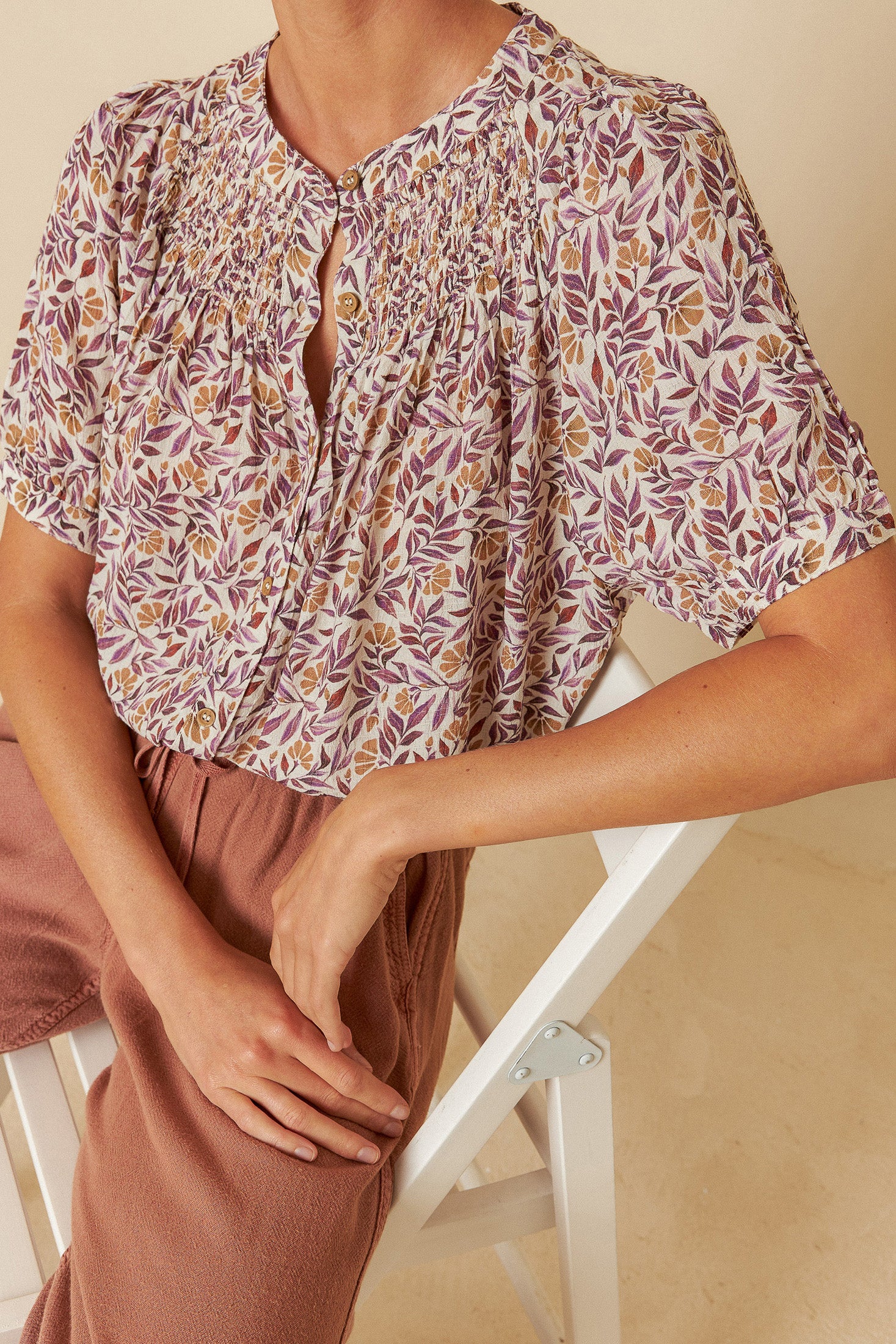 Indi And Cold - Watercolour Flower Shirt - Violeta