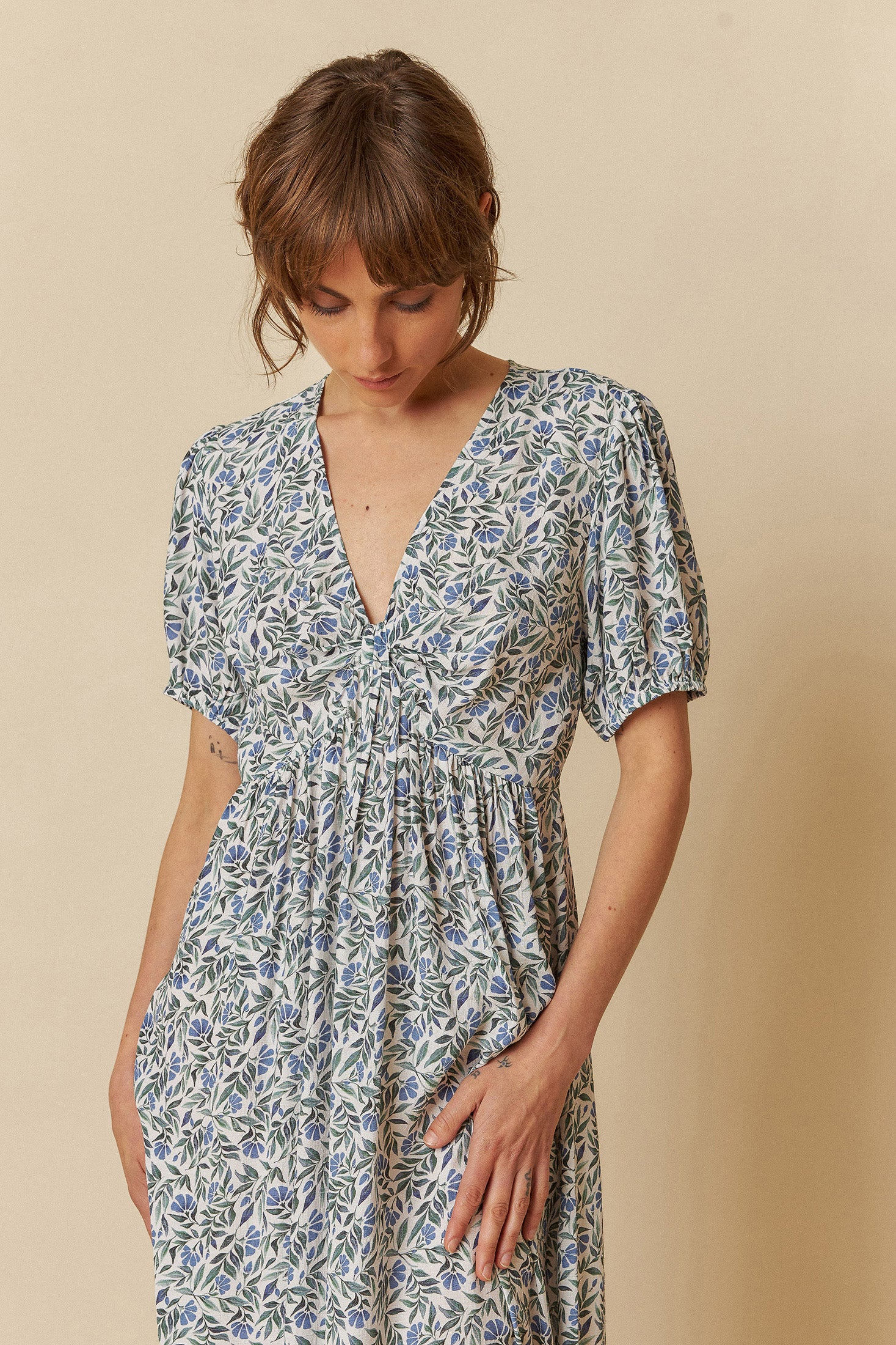 Indi And Cold - Bow Shaped Neck Dress - Indigo 203