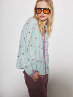 Load image into Gallery viewer, Louizon - Ariane Stripe Blouse - Ecru/Green
