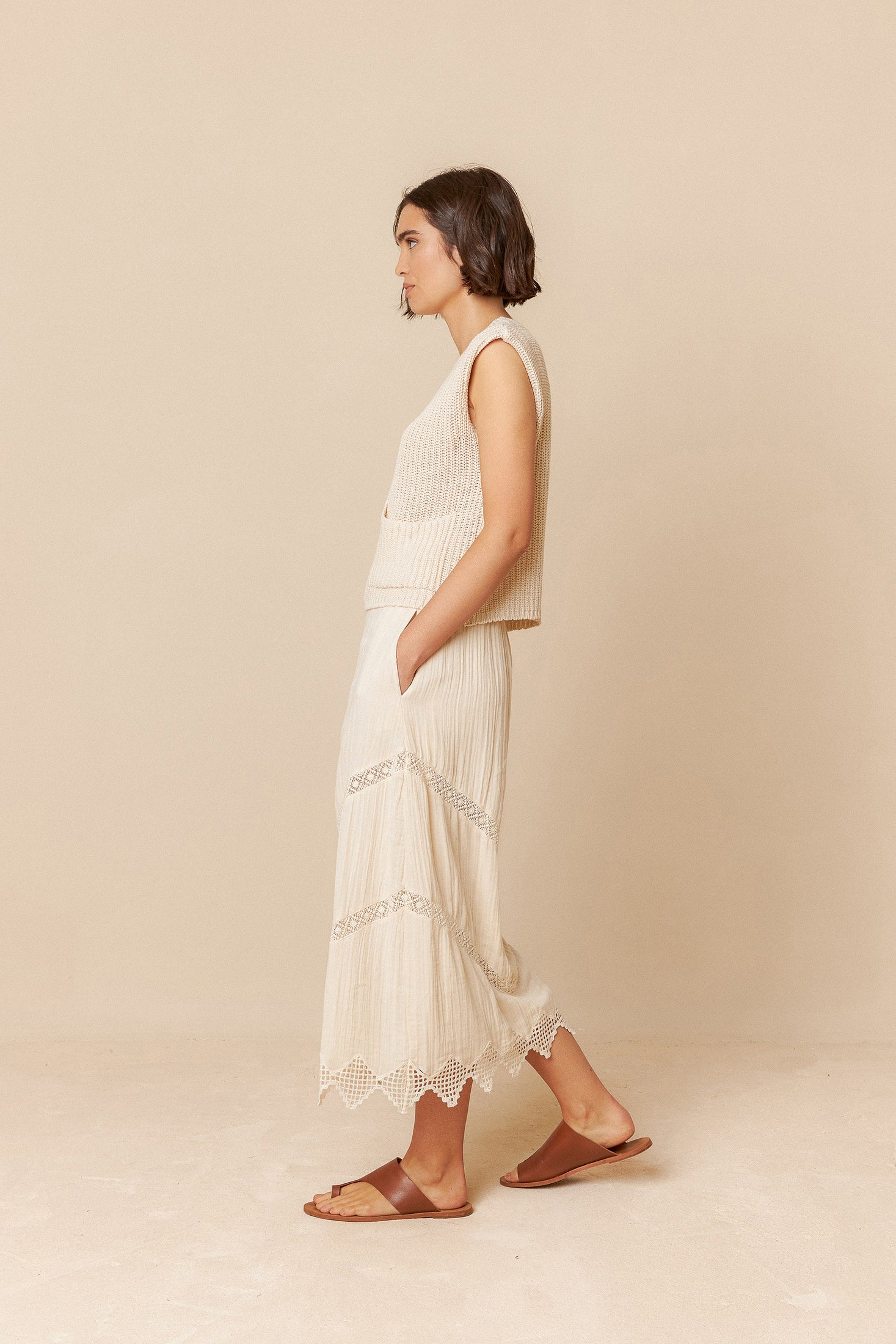 Indi And Cold - Double Gauze Skirt - Crudo 208