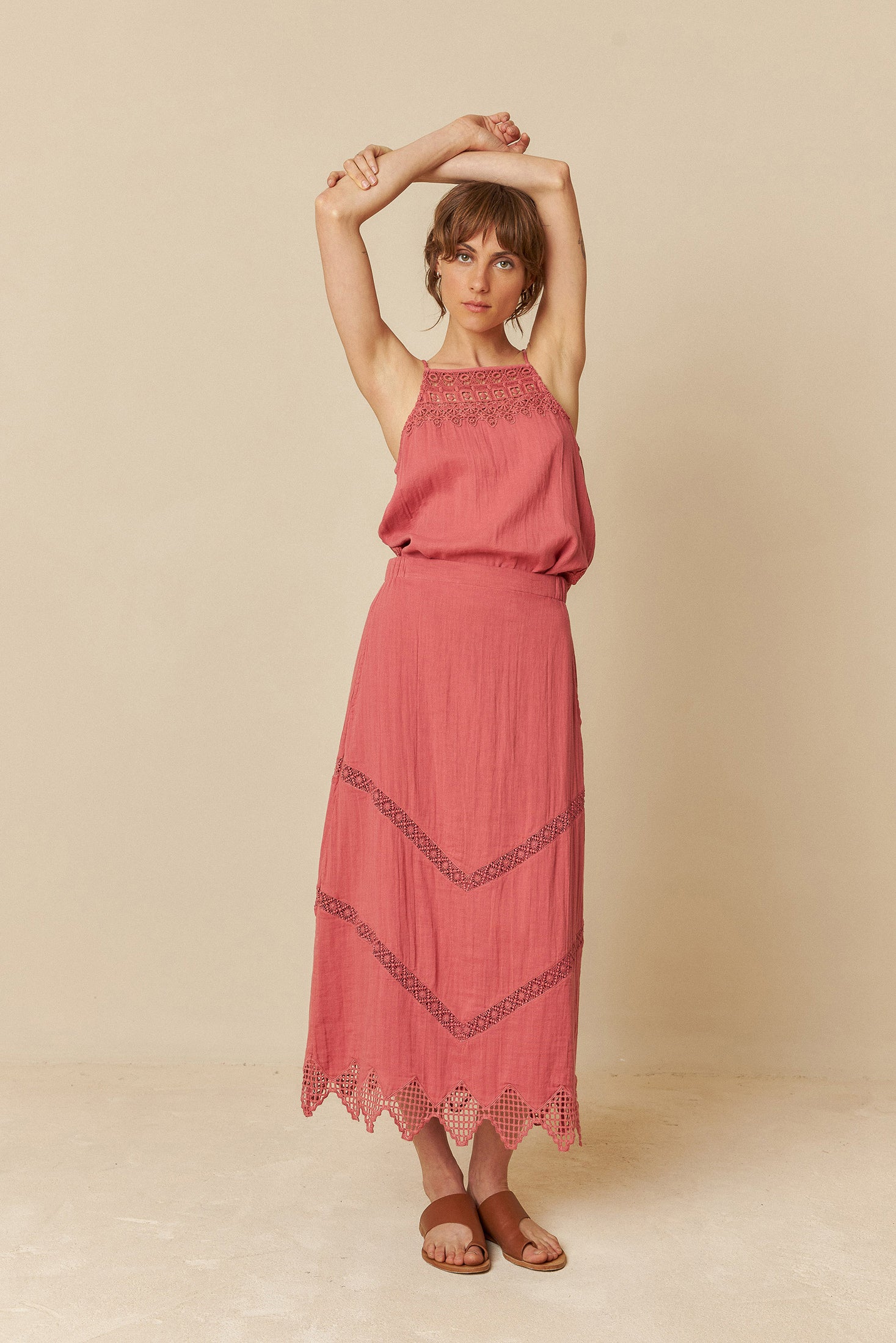 Indi And Cold -  Double Gauze Skirt - Sandia 208