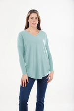Load image into Gallery viewer, Bridge And Lord - Essential Curved Hem Vee Pullover - Sage Leaf
