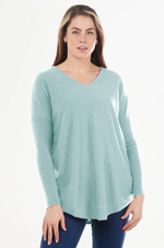 Load image into Gallery viewer, Bridge And Lord - Essential Curved Hem Vee Pullover - Sage Leaf
