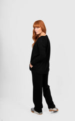 Load image into Gallery viewer, Bridge And Lord - Queen V Neck Curved Hem Pullover - Black
