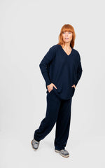 Load image into Gallery viewer, Bridge And Lord - Queen V Neck Curved Hem Pullover - Ink
