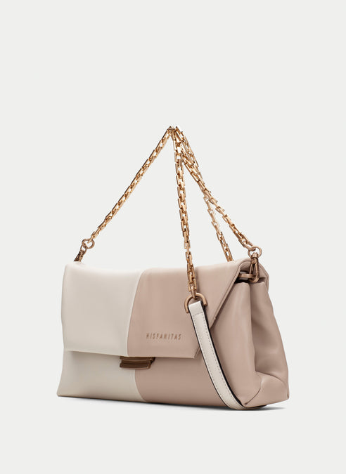 Hispanitas - Two-tone Shoulder Bag - Latte/Taupe