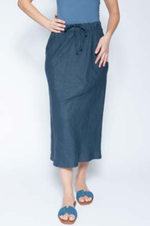 Load image into Gallery viewer, Blueberry - Linen Skirt - Navy
