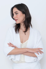 Load image into Gallery viewer, Blueberry - Knit Cardi - White
