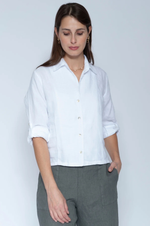 Load image into Gallery viewer, Blueberry - Linen Jacket - White
