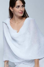 Load image into Gallery viewer, Blueberry - Linen Scarf - White
