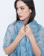 Load image into Gallery viewer, Blueberry - Voile Wisteria Scarf - Blue Sky
