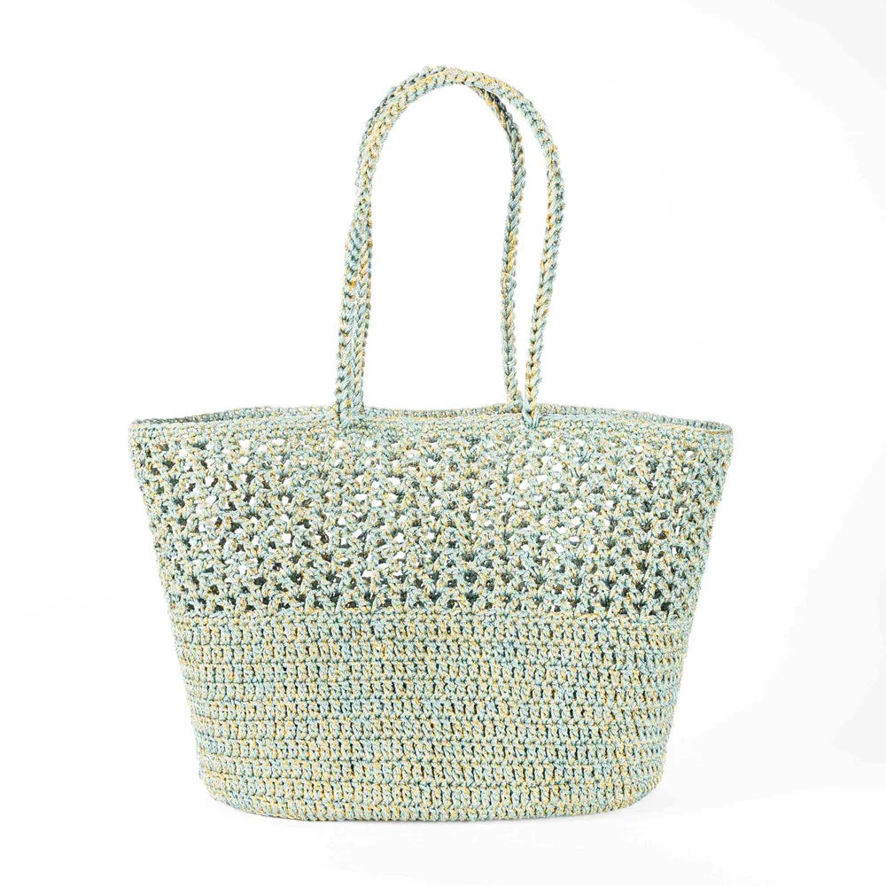 Boheme Le Panier - Crochet Romy Basket - Lagoon And Gold