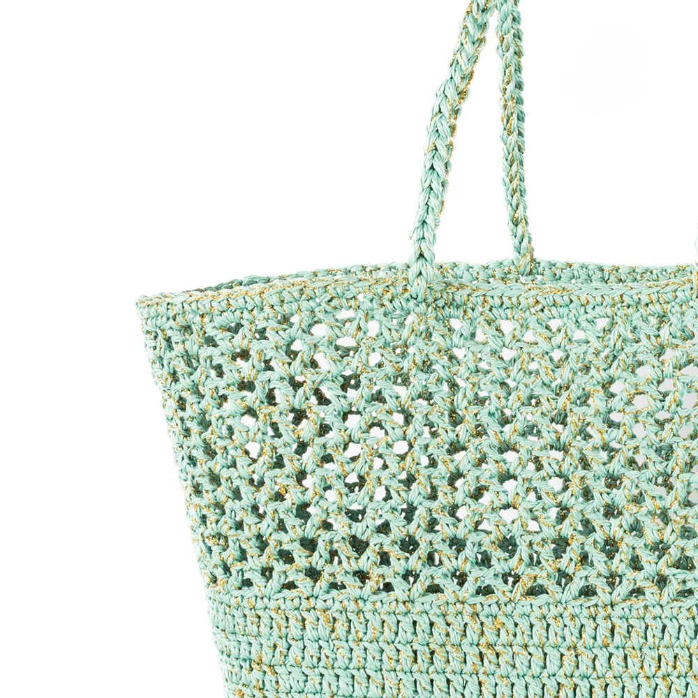 Boheme Le Panier - Crochet Romy Basket - Lagoon And Gold