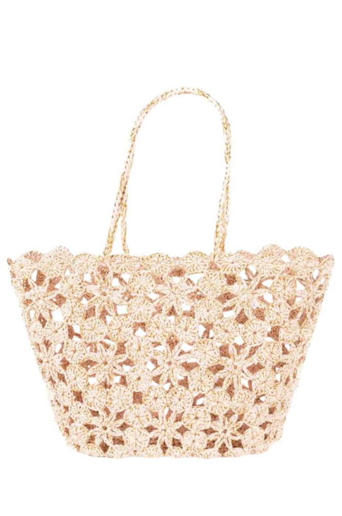 Boheme Le Panier - Jane Crochet Basket - Powder Pink And Gold