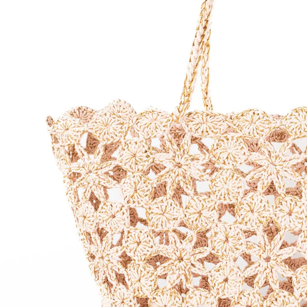 Boheme Le Panier - Jane Crochet Basket - Powder Pink And Gold