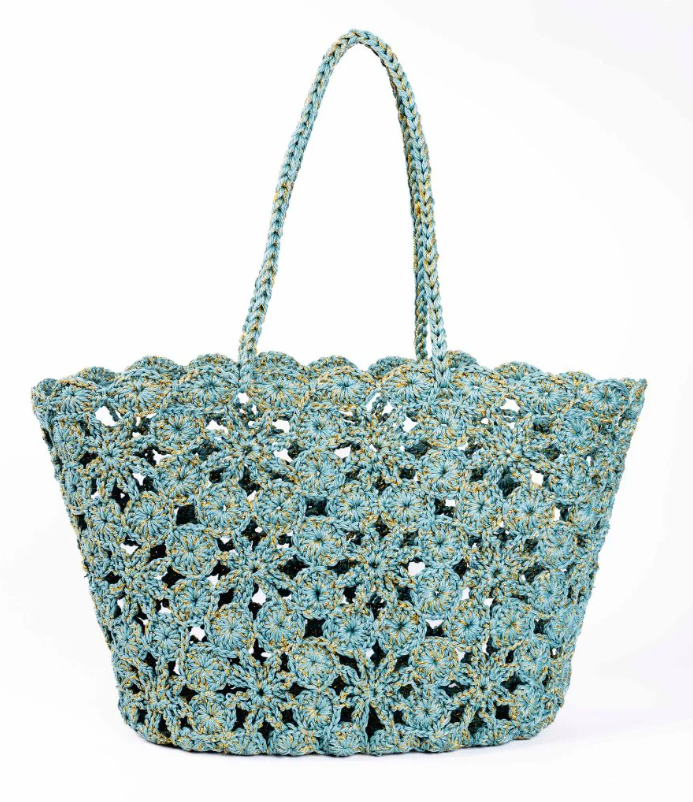 Boheme La Panier - Jane Crochet Basket - Lagoon And Gold