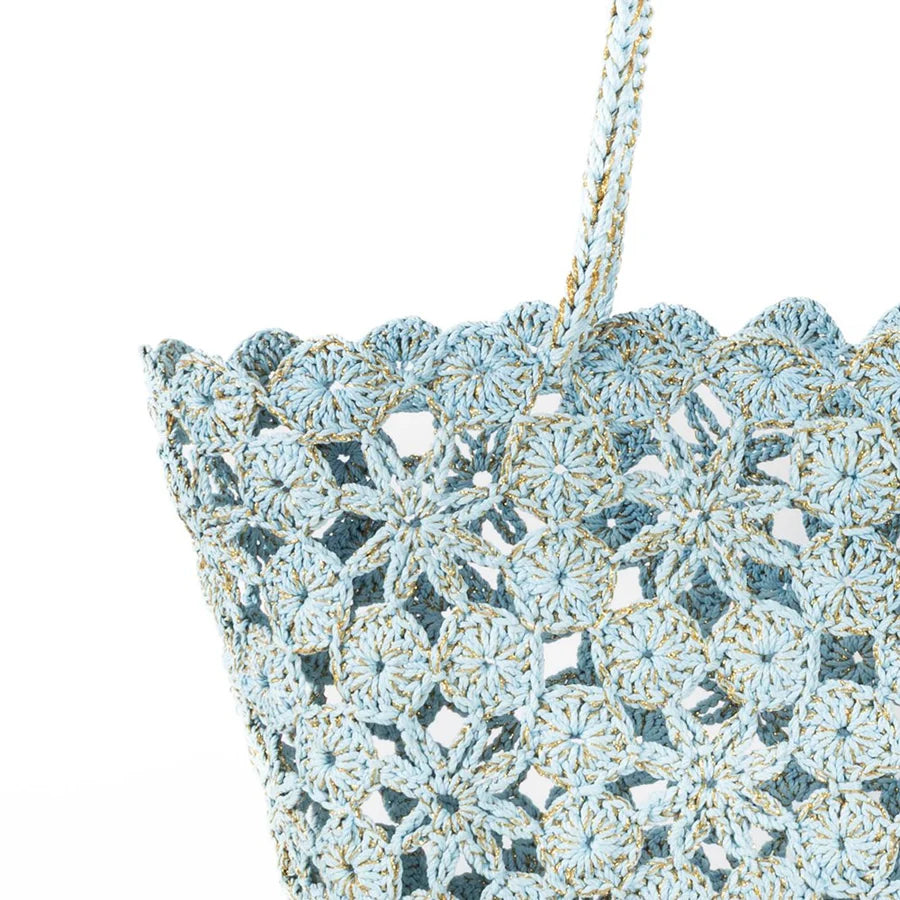Boheme Le Panier - Jane Crochet Basket - Hydrangea And Gold