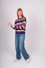 Load image into Gallery viewer, Bridge And Lord - Alpaca Multi Stripe Pullover - Navy/Magenta
